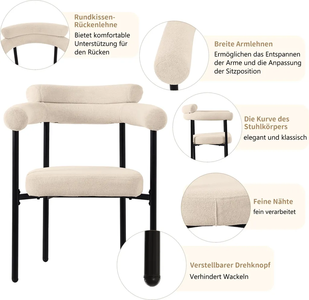 Chaises de Table Ergonomiques x4 : Fini le Mal de Dos au Dîner