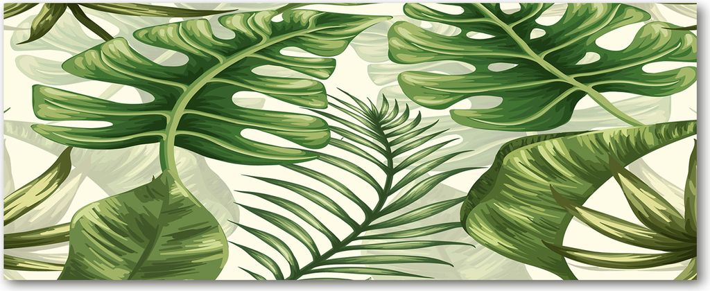 Tulup Leinwandbild - 125x50 cm - Wandkunst - Drucke auf Leinwand - Leinwanddruck - Blumen & Pflanzen - Grün - Tropische Blätter