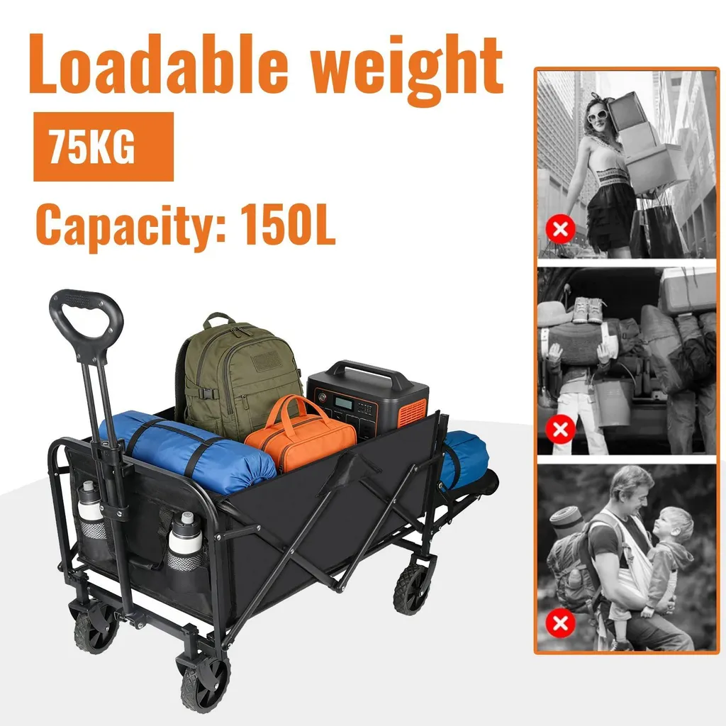 Chariot de transport pliable 75kg - Finis les efforts inutiles 150L