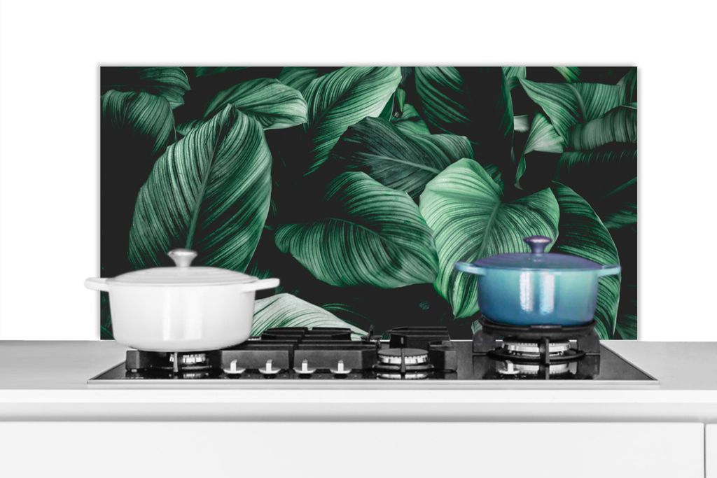 KitchenYeah Spritzschutz Küche - Küchenrückwand - Wandschutz für Herd und Spüle - Dschungel - Blätter - Tropisch - Pflanzen - Natur 100x50 ...