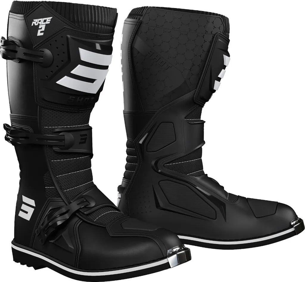 Équipement motocross enfant Bottes Shot Race 2 Noir Blanc 32 pour circuit