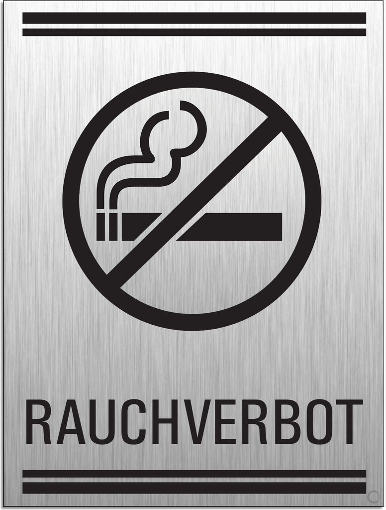 Warnschild - Rauchen verboten | 200 x 150 mm selbstklebend Aluminium Edelstahloptik