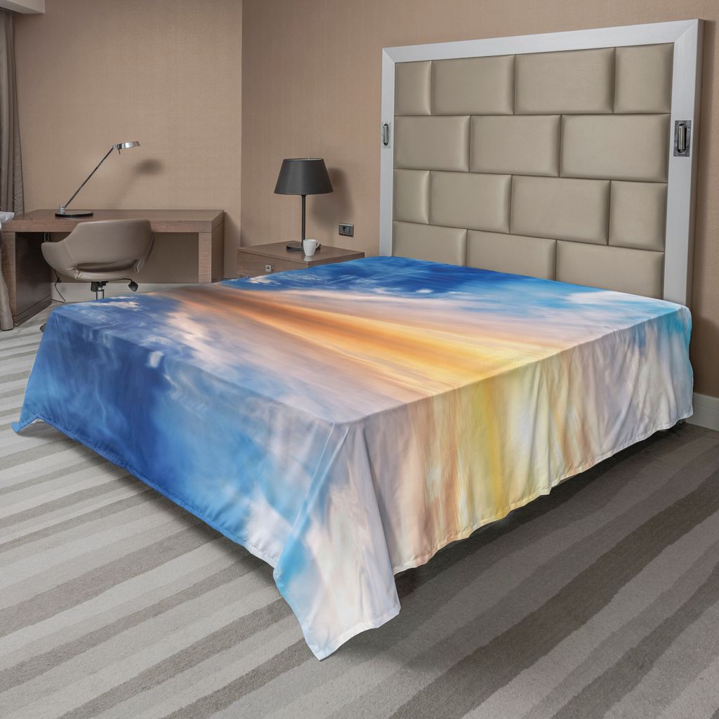 ABAKUHAUS Natur Bettlaken, Träumerischer Himmel Hintergrund Mit Rückseitigen Wolken Weg Sommer Ruhe Konzept, weiches bequemes oberes Bettlaken f...