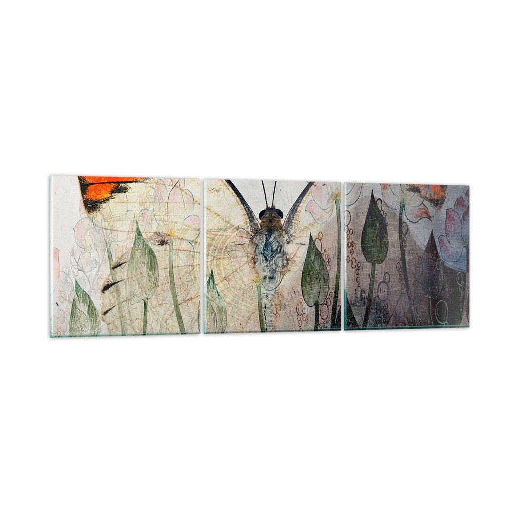 Bilder auf glas - Schmetterling Abstraktion - 90x30cm - Glasbilder - Wandbilder - Kunstdruck - zum Aufhängen bereit - Wanddekoration aus Glas - Gl...