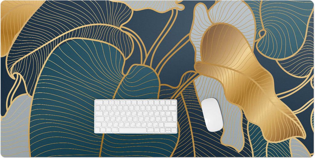 Elegante Blätter – Schreibtischunterlage – Rutschfeste Tischunterlage – Schreibtischmatte für Büro & Zuhause – Schreibunterlage – Maus...