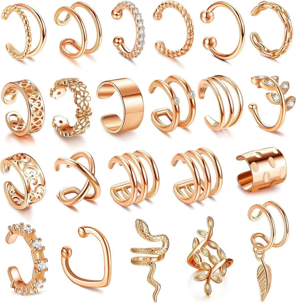 Boucles d'oreilles Clips et Ear Cuffs Lot de 22 Bijoux Fantaisie Femme
