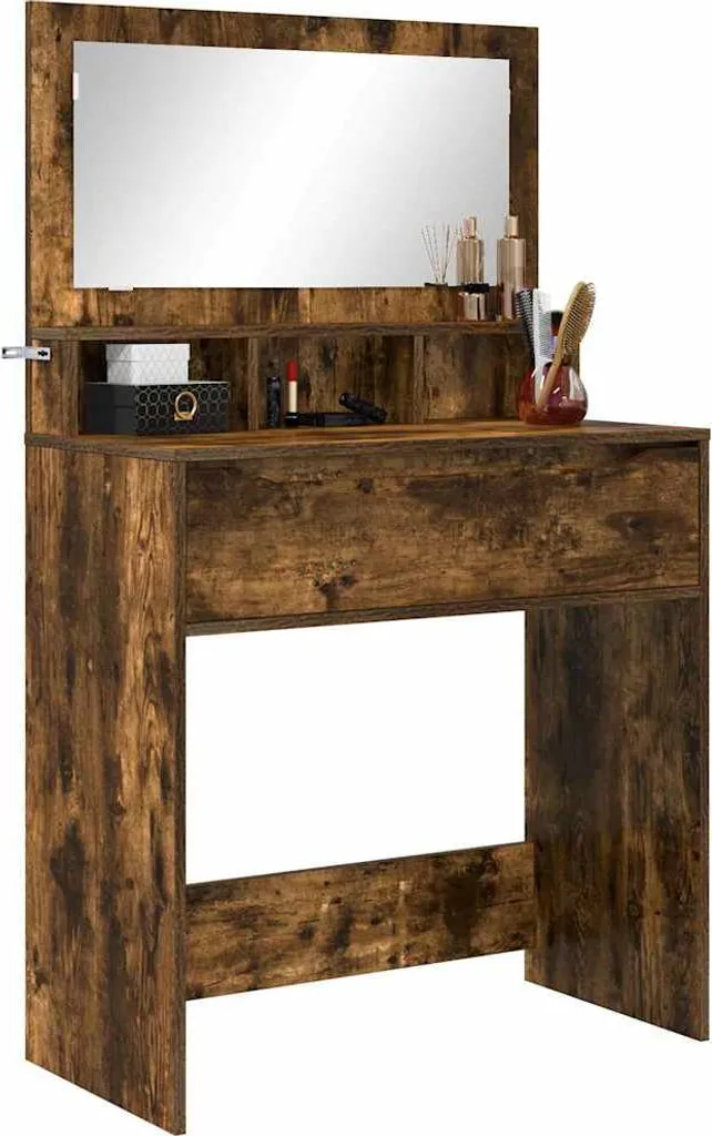 vidaXL Tavolini da camera da letto in rovere fumé 80 x 39,6 x 135 cm