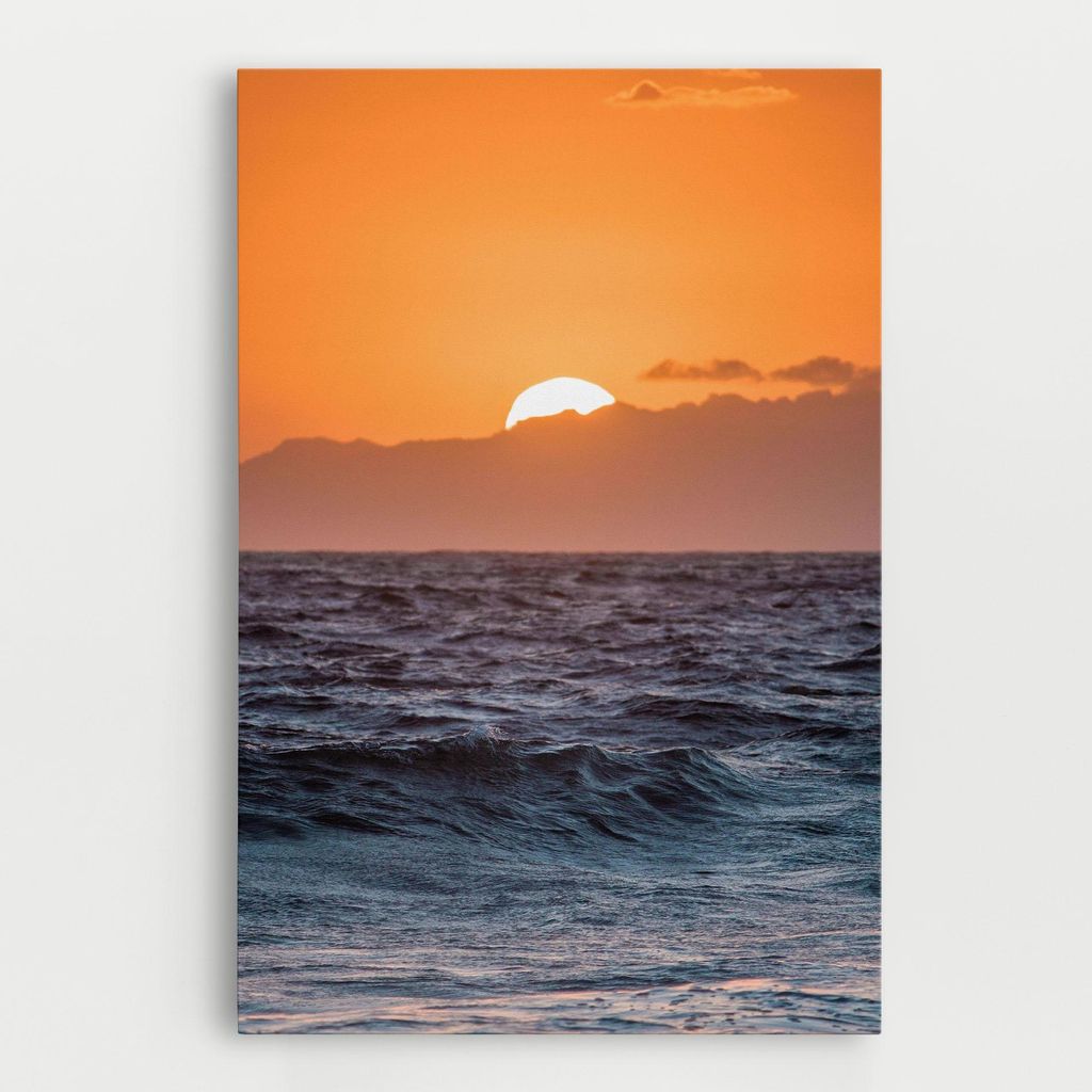 ARTHUB Leinwandbild 80x120 cm, Morning Waves | Wohnzimmerdekoration, Hängende Bilder, Wanddekoration, Heimdekoration, Landschaften, Sonnenuntergang