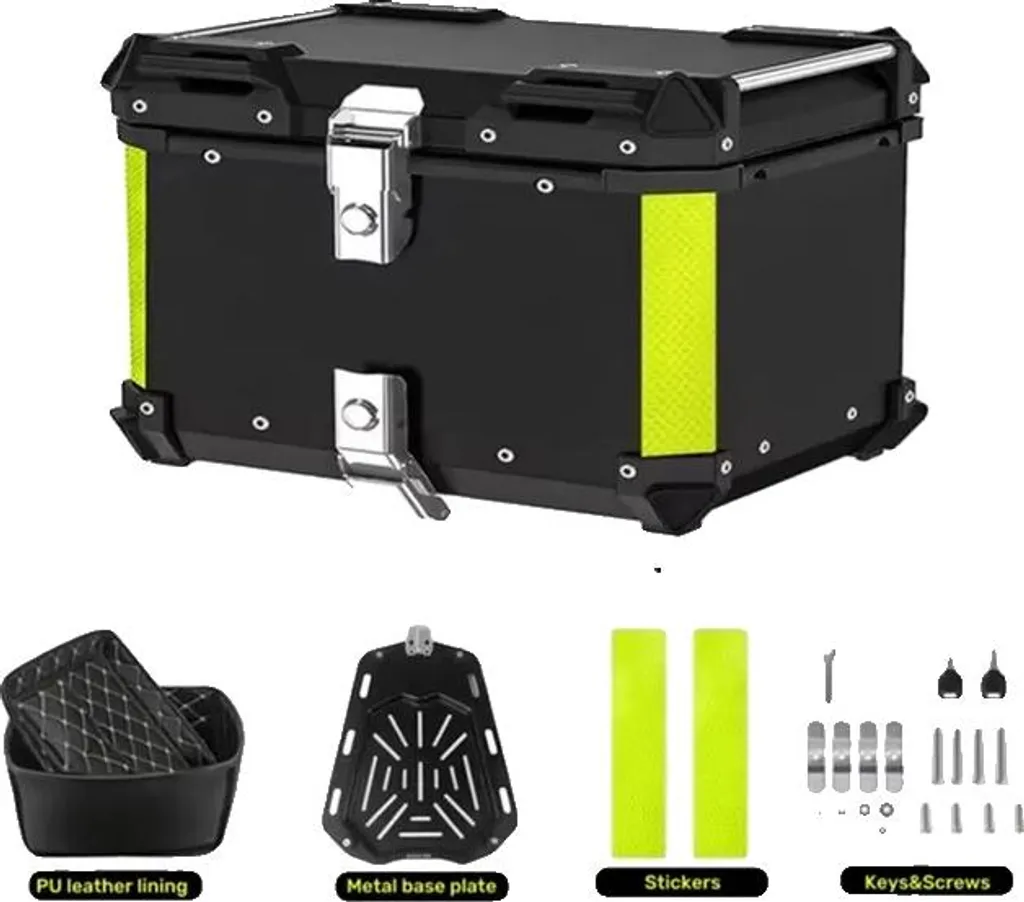 Valise moto alu étanche 80L noir - Grande capacité pour deux casques