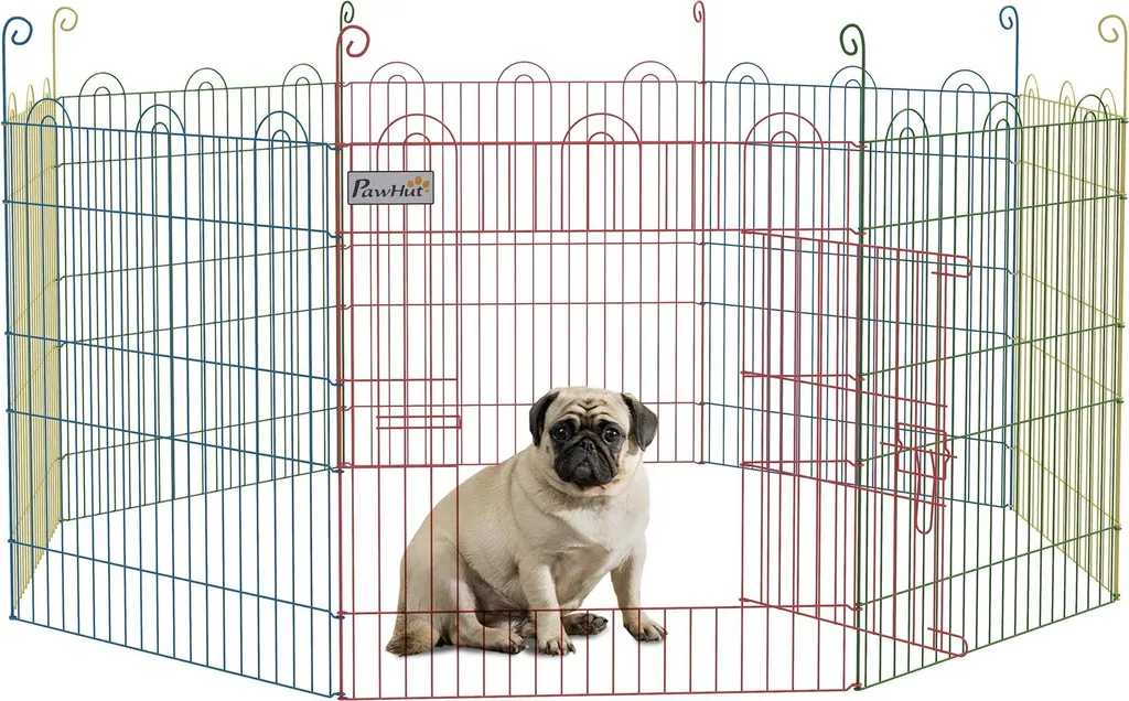 Enclos jardin pour chien et chiot 156 cm pliable portable 8 panneaux rouge