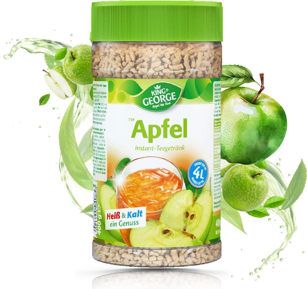 KING GEORGE Instant Tee Apfel 12 x 400g Getränkepulver. Produktbild 