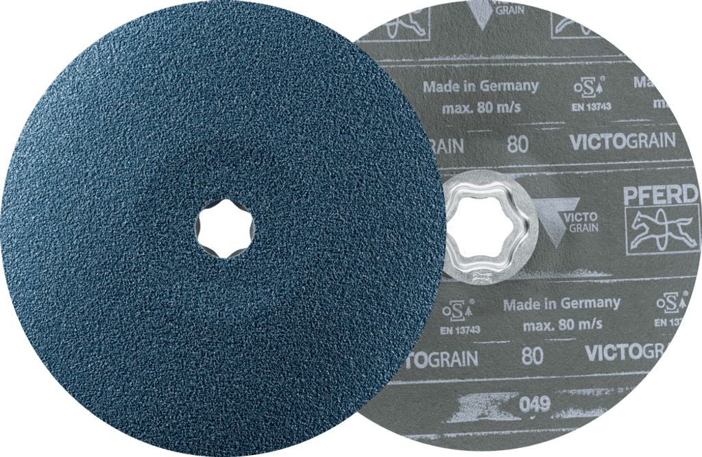 PFERD TOOLS COMBICLICK Fiberscheibe Ø 180mm VICTOGRAIN 80 Höchstleistung auf Stahl