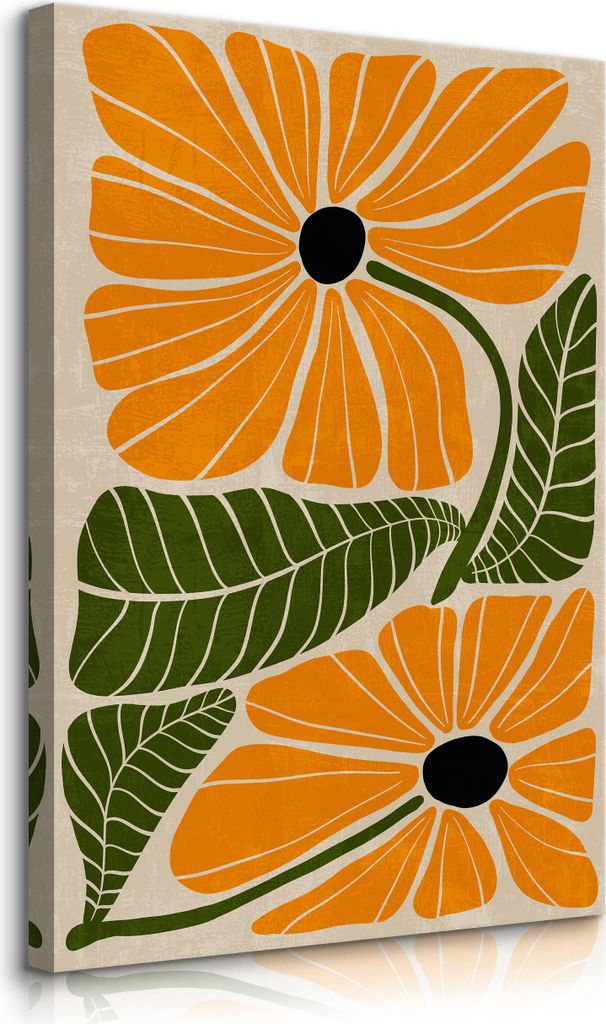 Muralo Leinwandbild Canvas BLUME tropische Blätter Abstraktion Boho Stil Br. 20cm x Hö. 30cm