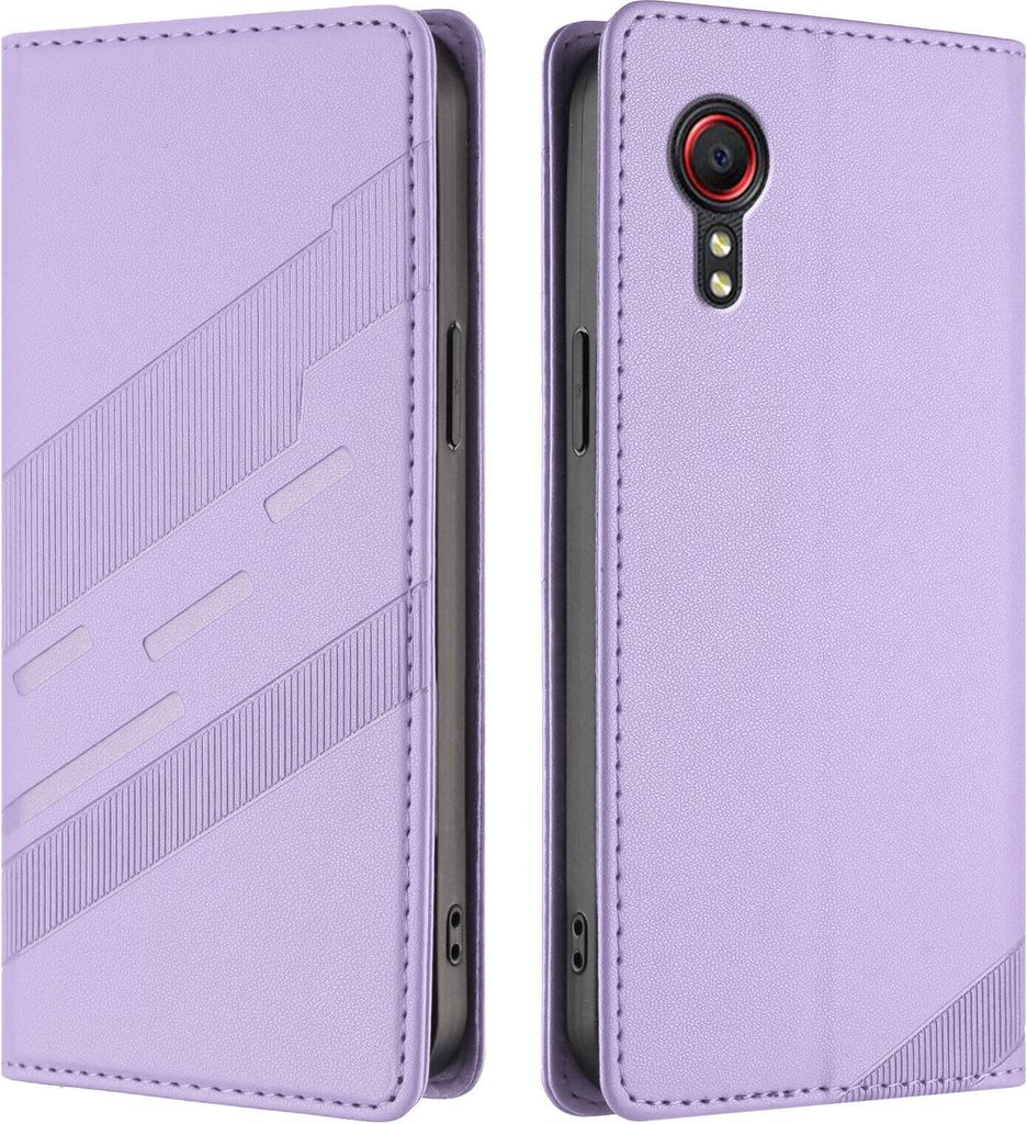 Hülle für Samsung Galaxy XCover 5, Kunstleder Brieftaschen Handyhülle mit Kartenfach und Standfunktion Violett