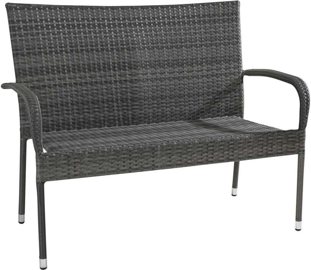 Gartenbank - Grau - Kunststoffgeflecht - Stahlrahmen - B 120 cm