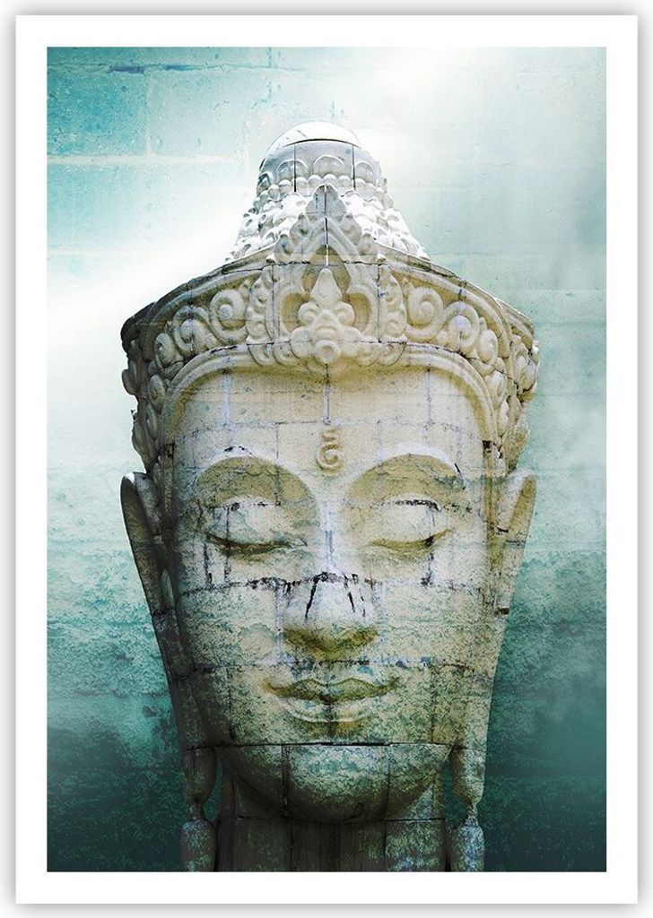 Poster - Poster ohne Rahmen - Buddha Grafik Türkis - 70x100 cm - Wand Bild - Wanddeko - Wandbilder - Kunstposter - Wandposter - Bilder - Kunstdruc...