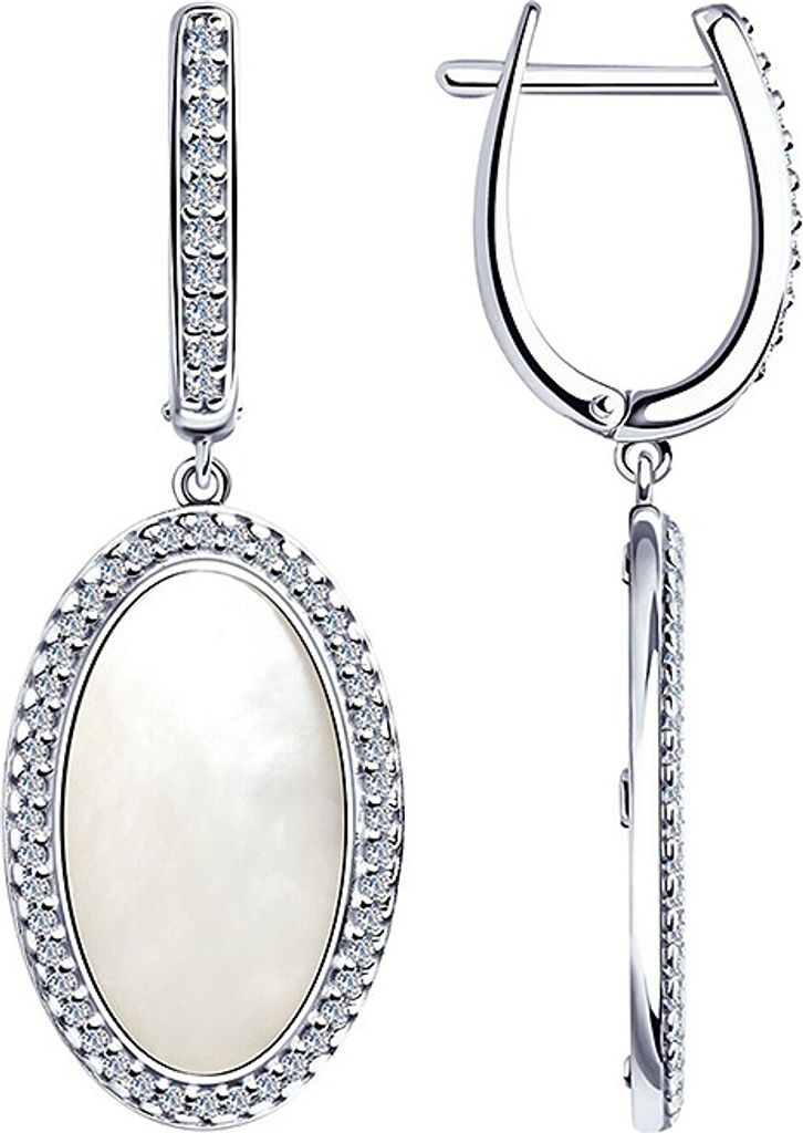 Sokolov Ohrhänger aus 925 Silber mit Zirkonia und Perlmutt, Silberschmuck für Damen