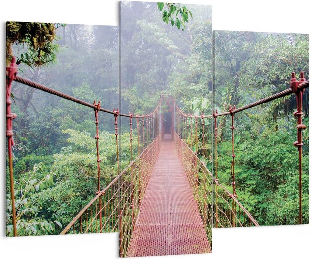 Bild auf Leinwand - Leinwandbild - 3 Teile - Brücke ausgesetzt Costa Rica - 130x100cm - Wand Bild - Wanddeko - Wandbilder - Leinwanddruck - Bilder...