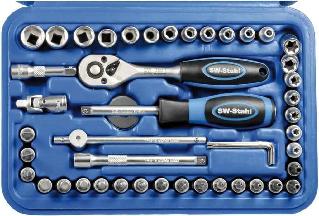Jeu de douilles pour mécanique vélo et auto 1/4 pouce 46 outils acier