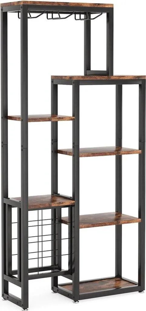 Meuble range-bouteille design industriel bois et fer noir 12 places