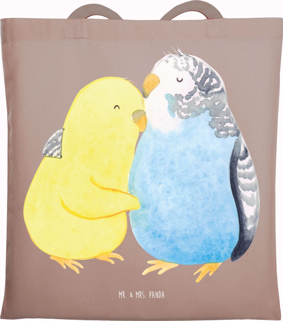 Mr. & Mrs. Panda Uni Tasche Wellensittich Liebe - Braun Produktbild 