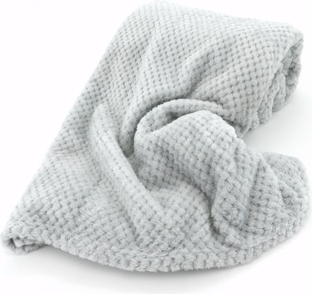 Heimtexland Kuscheldecke Waffel Pikee Wohndecke flauschige Deko Sofadecke Typ647 silber grau