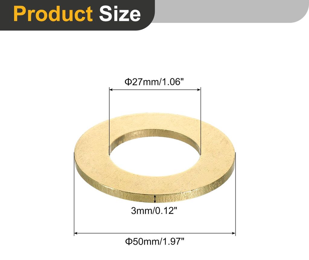 Unterlegscheiben Set, M27 x 50mm x 3mm Messing Ring Beilagscheiben Sortiment, Flach Sicherungsscheiben Dichtungsring Metallscheiben fš¹r Schraube...