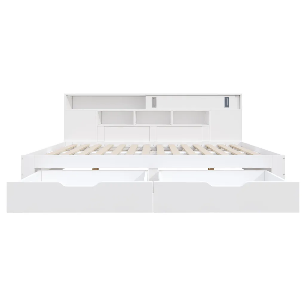Daybed Blanc 140x200 cm - Lit de Rangement Complet avec Sommier Inclus