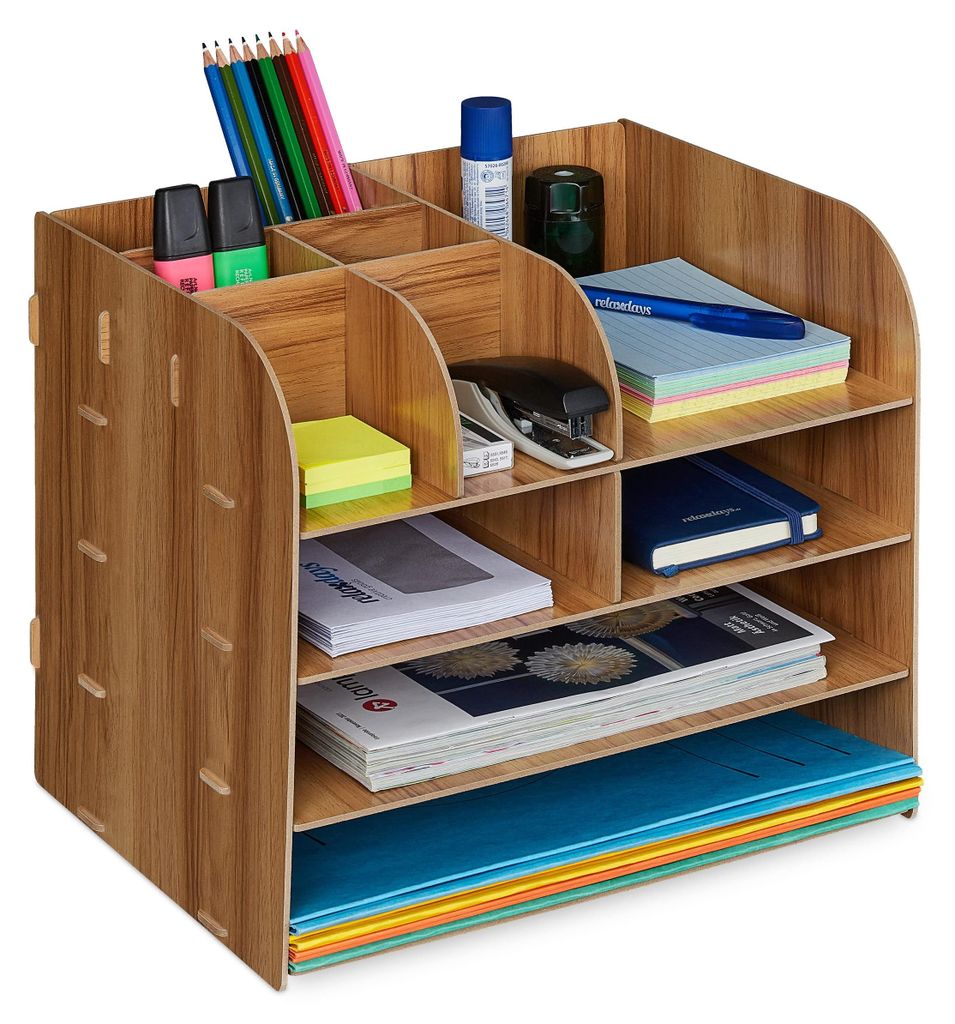 Organizér na stôl s úložnými priehradkami RD42746, hnedá Obrázok produktu 