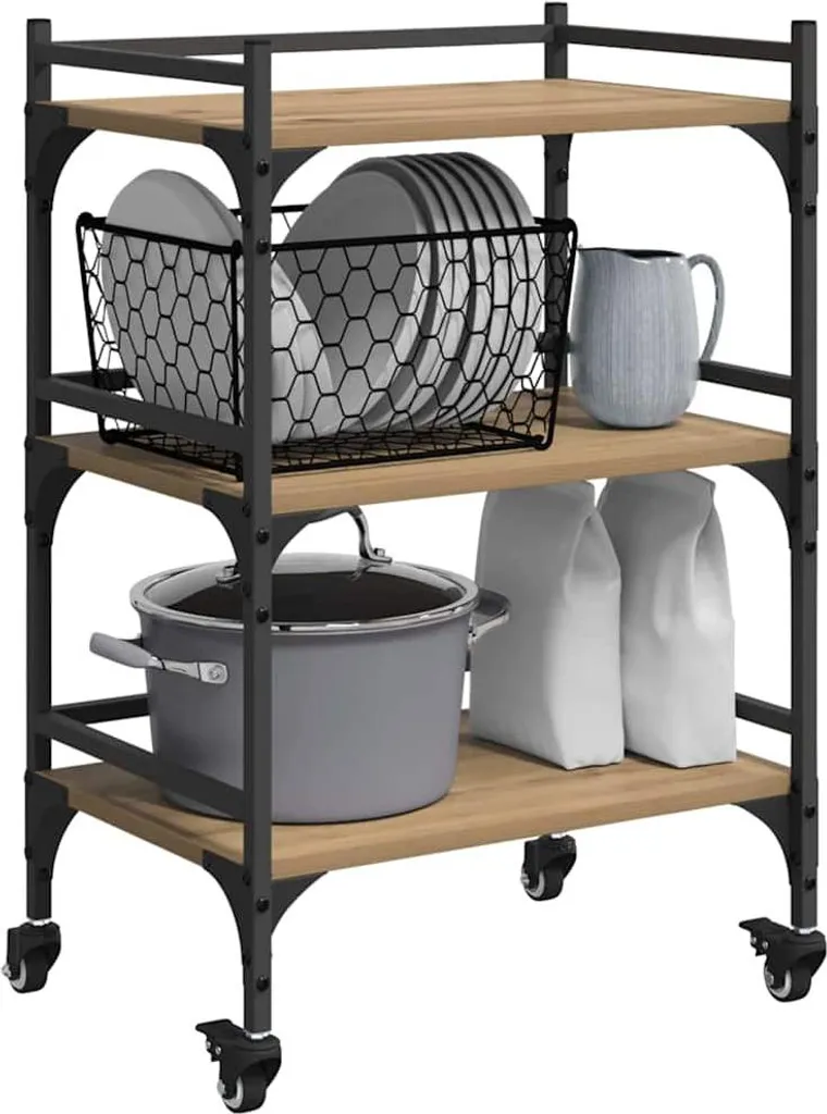 SYFAX Carrello Servizio Rovere 50x35x75.5 | Design Moderno Cucina - 2