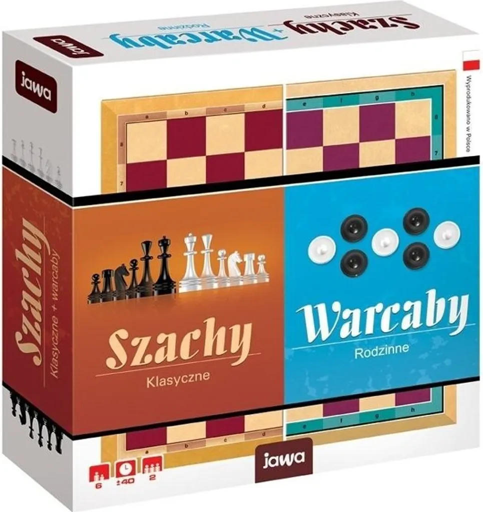 Jeu d'échecs et de dames JAWA FR 00581 en bois naturel de haute qualité