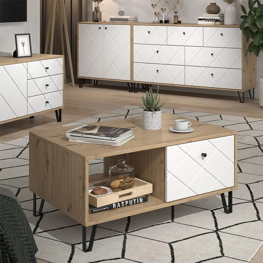 Table basse Vicco Nizza Chêne Artisan : fini le désordre dans le salon