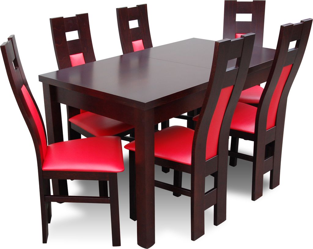 Esstisch Tisch + 6 Stühle Gruppe Esszimmer Wohnzimmer Garnitur Holz Design 6a