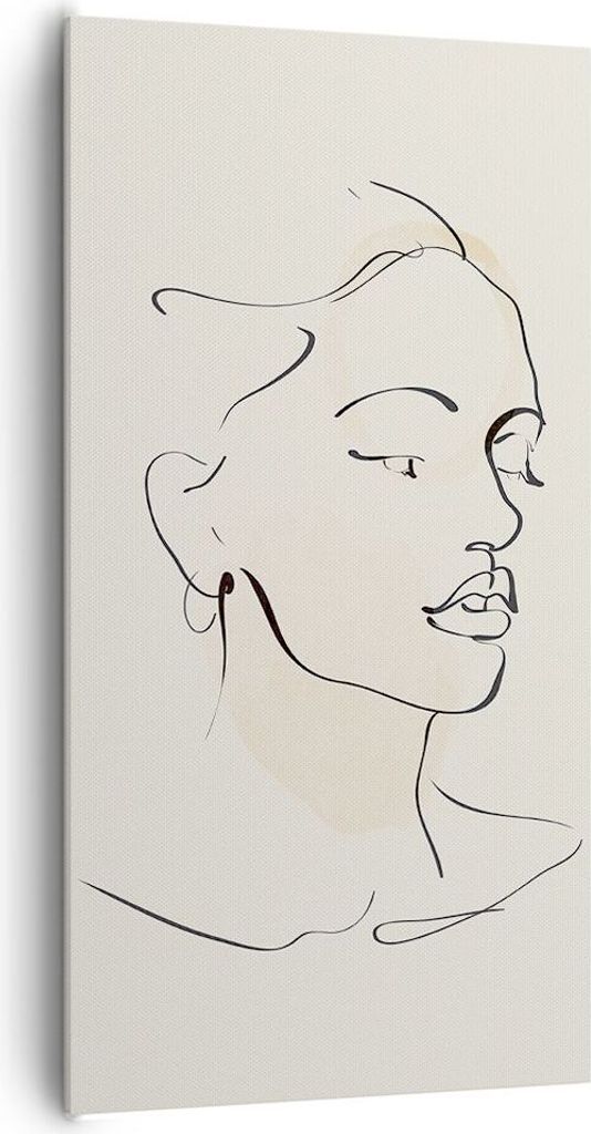 Bild auf Leinwand - Leinwandbild - Einteilig - Frau Zeichnung Linie - 65x120cm - Wand Bild - Wanddeko - Wandbilder - Leinwanddruck - Bilder - Wandd...