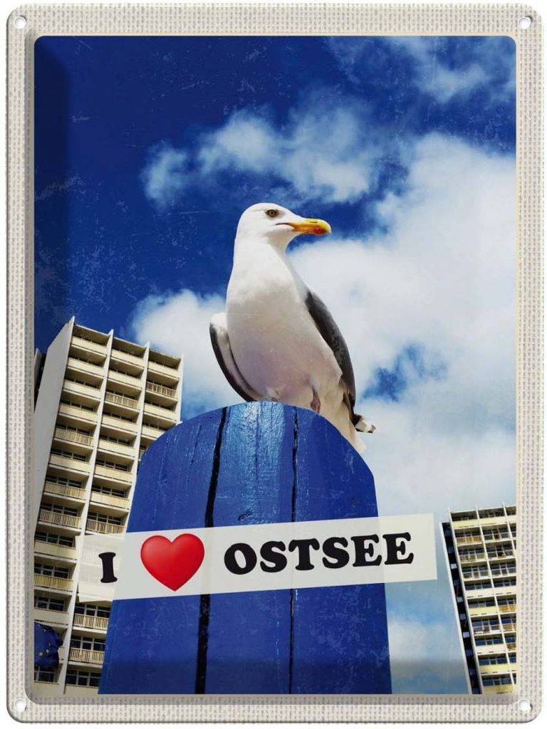 vianmo Blechschild 40x30 cm Ostsee Möwen Hochhaus Strand Bildmotiv Reisemotiv Abenteuer Reisen Urlaub