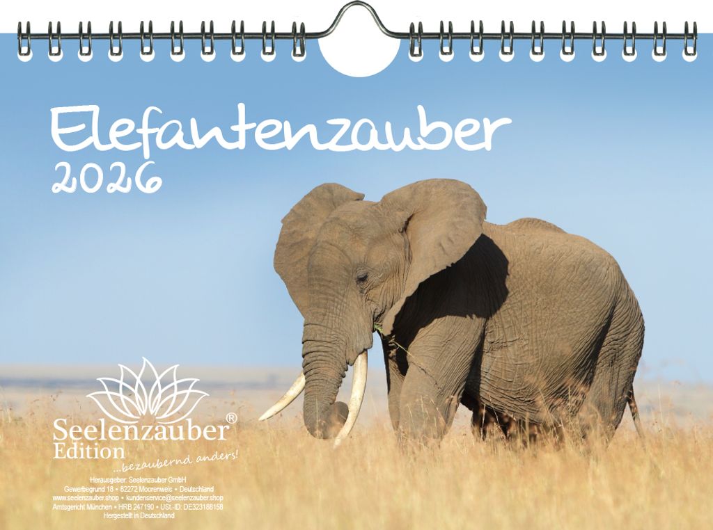 Elefantenzauber DIN A5 Kalender für 2026 Elefanten - Seelenzauber