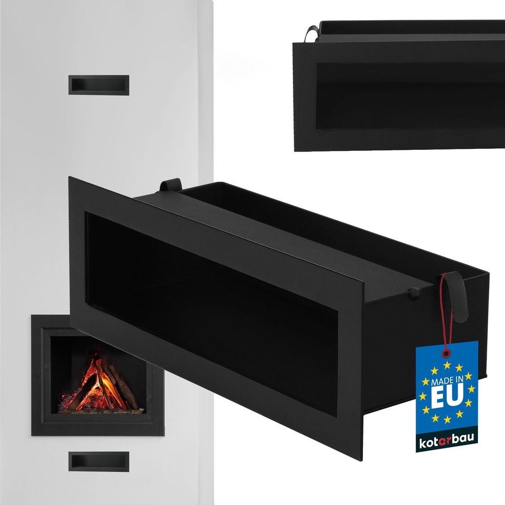 KOTARBAU Kamin Luftleiste 30 cm Lüftungsgitter Schwarz pulverbeschichteter Stahl Warmluftgitter Kamin-Luftgitter Luftschlitze Kamin Lüftungsgit...