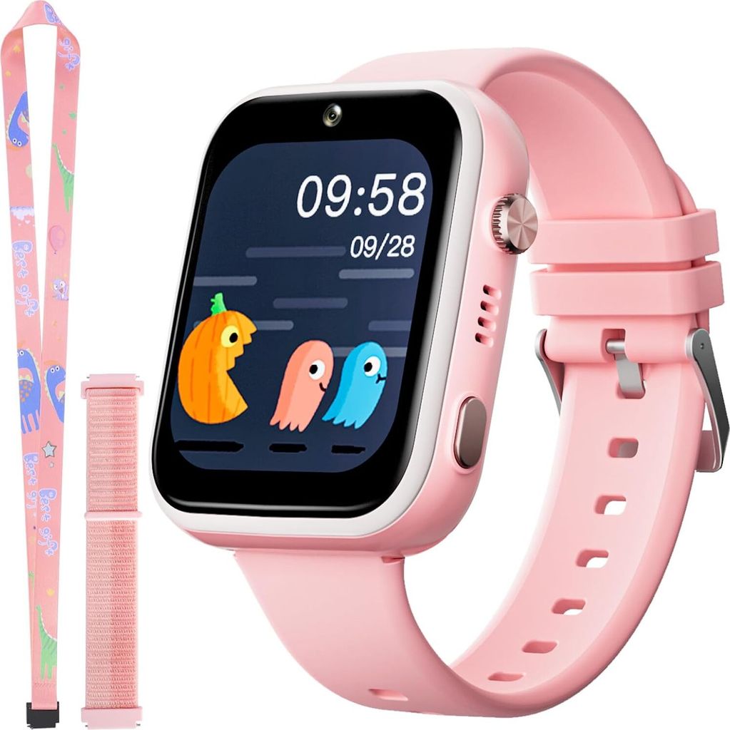 Okyuk T45 4G Kinder Smartwatch mit GPS, Videoanruf, Nachrichten, Schulmodus, SOS, Kamera & Schrittzähler