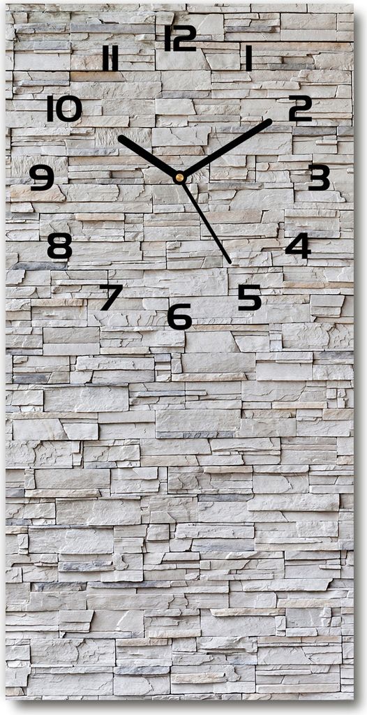 Wanduhr aus Glas – 30x60 cm - Glasbild - Glasuhr - Gehärtetes Glas -Eine Steinmauer