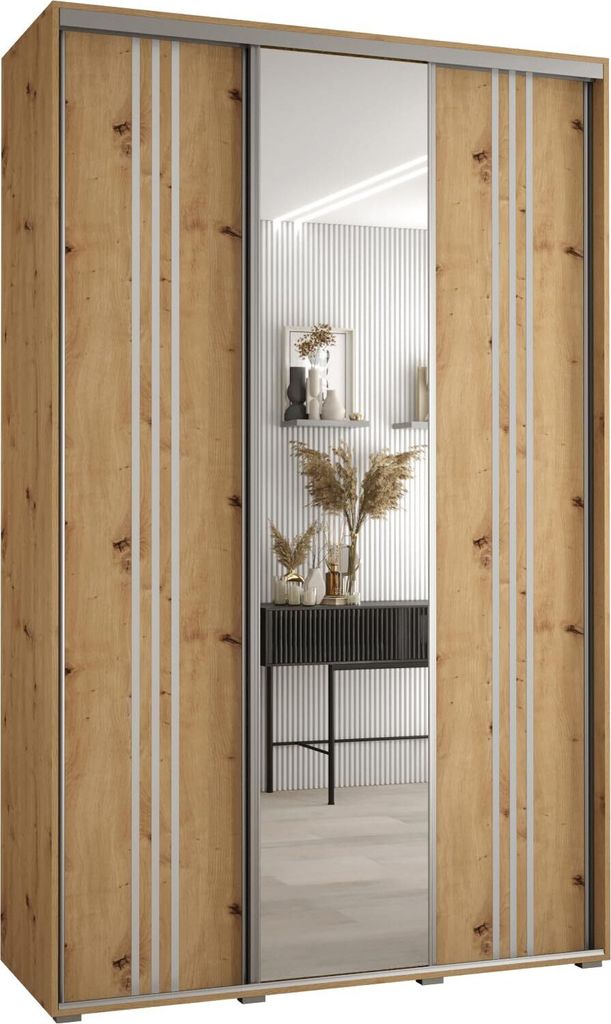 MEBLE KRYSPOL Davos 7 Schrank, drei Türen - 235,2x160x45 cm - Artisan Artisan Silber