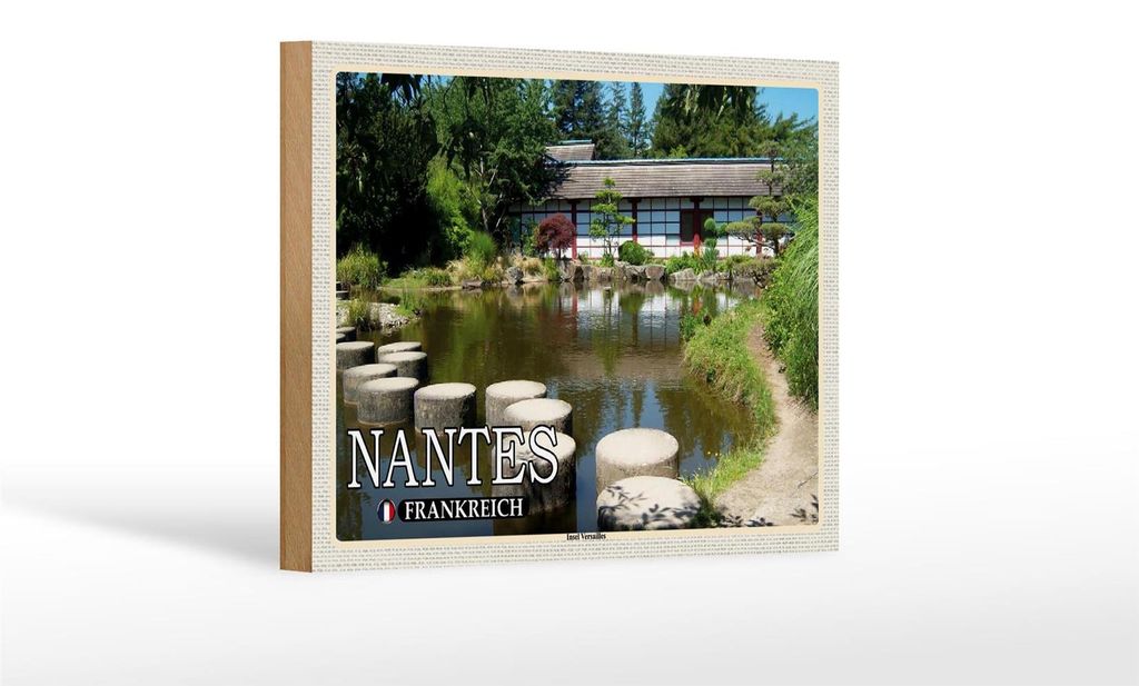 Holzschild Reise 18x12 cm Nantes Frankreich Insel Versailles