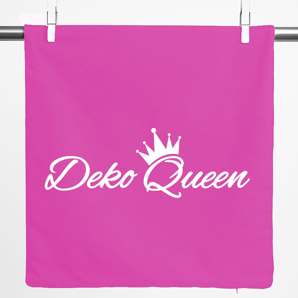 Huuraa Kissenbezug Deko Queen Krone 40x40cm Fuchsia Baumwolle Dekokissenbezug Geschenkidee