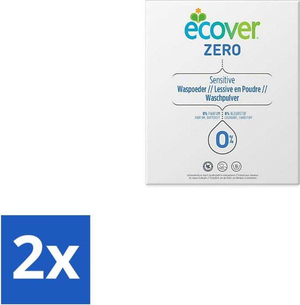 Ecover - Universal Zero Waschpulver - Duftfrei - 1,2 kg - Vorteilspack - 2 Stücke