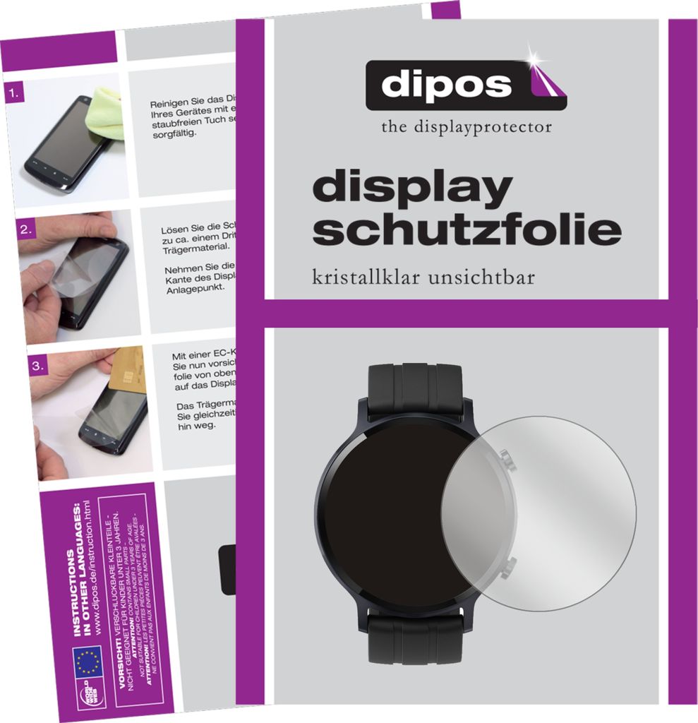 5x Schutzfolie für Oppo Realme Watch S klar Displayschutzfolie Folie Display Schutz dipos