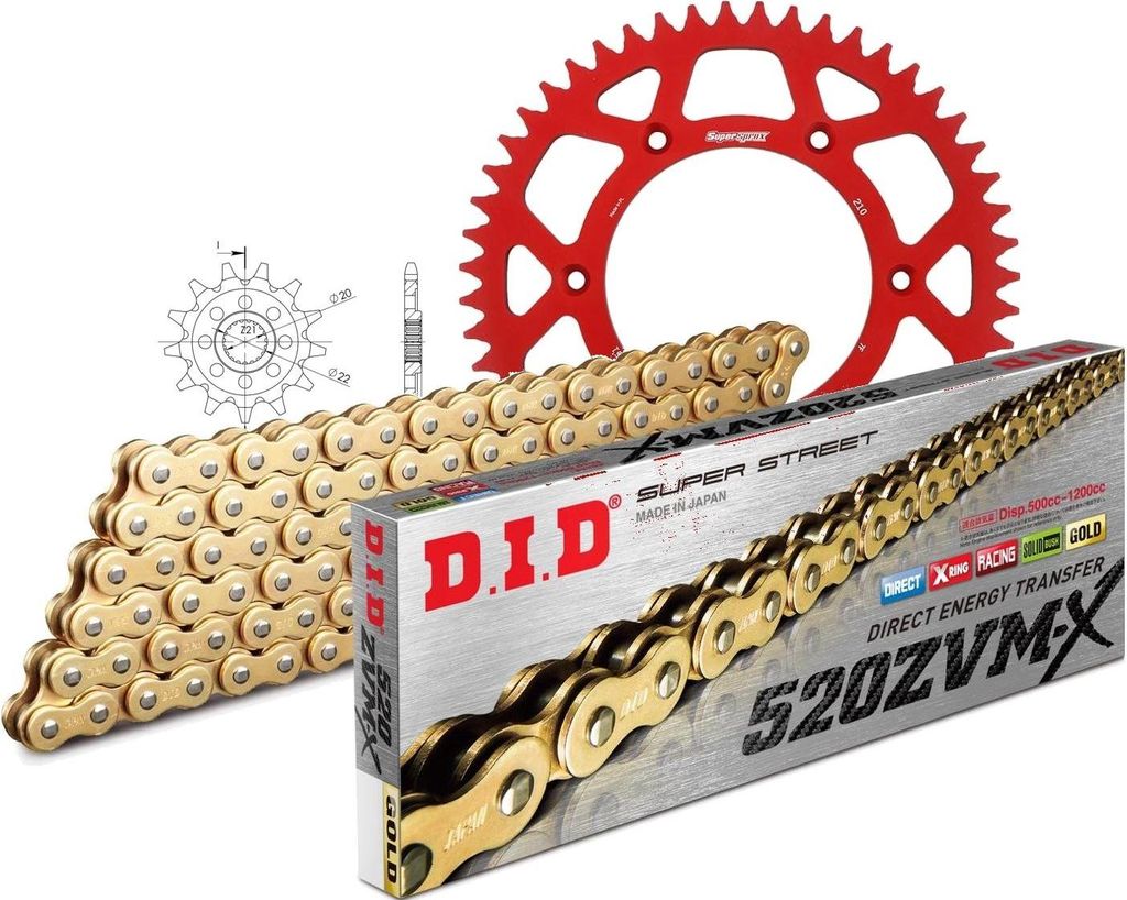Kit Alu (rot) passend für Honda CRF250 R 04-09 13-51-114 DID520ZVM-X(G&G) Endlos