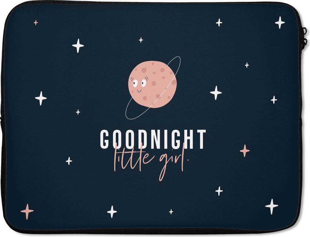 MuchoWow Laptop Hülle 17 Zoll Laptoptasche Sprichwörter - Mädchen - Zitate - Gute Nacht kleines Mädchen - Kinder - Kinder - Zipper - Schutzab...