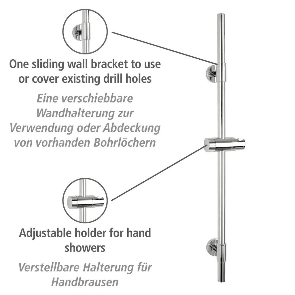 Barre de douche WENKO Basic chromée 66 cm en acier inox brillant
