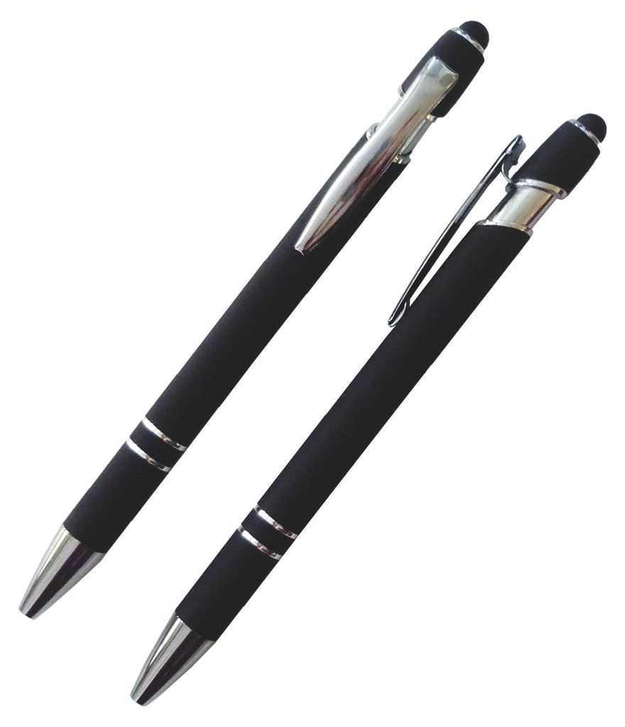 10x Touchpen-Kugelschreiber aus Metall / gummiert / Farbe: Produktbild 