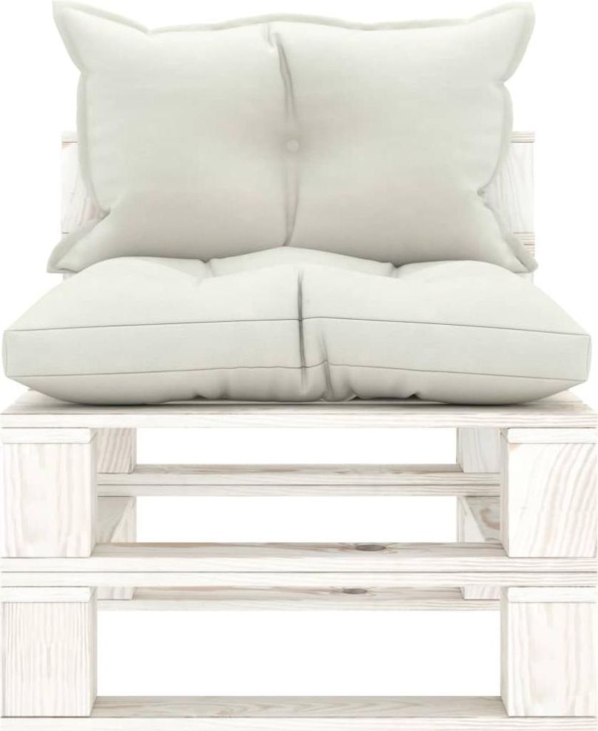 vidaXL Garten-Paletten-Mittelsofa mit Kissen in Beige Holz