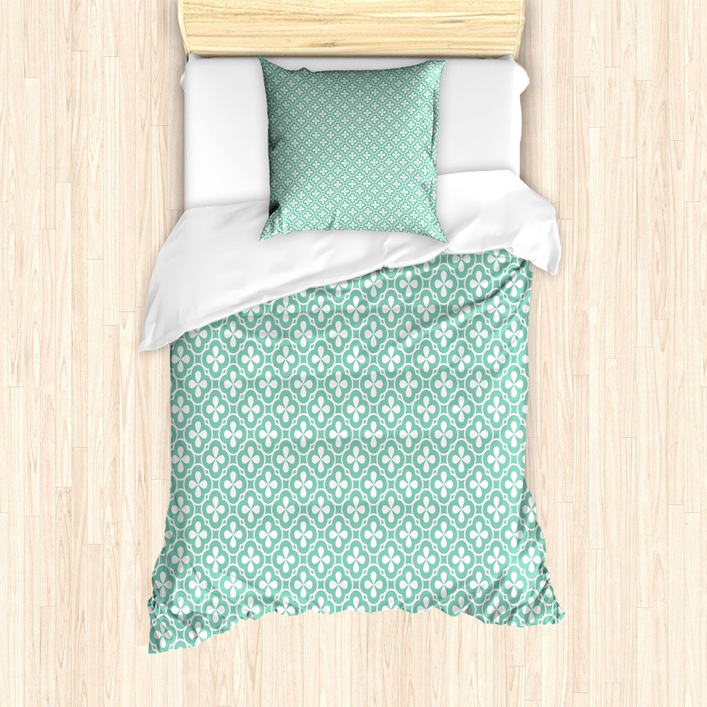 ABAKUHAUS Blumen Bettbezug Set für Einzelbetten, Clover Celtic, Milbensicher Allergiker geeignet mit Kissenbezug, 135 cm x 200 cm - 80 x 80 cm, T...